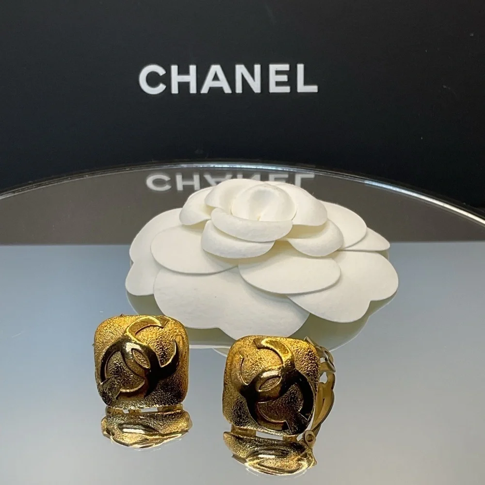 Chanel CC Diamond Shape Clip On Earrings